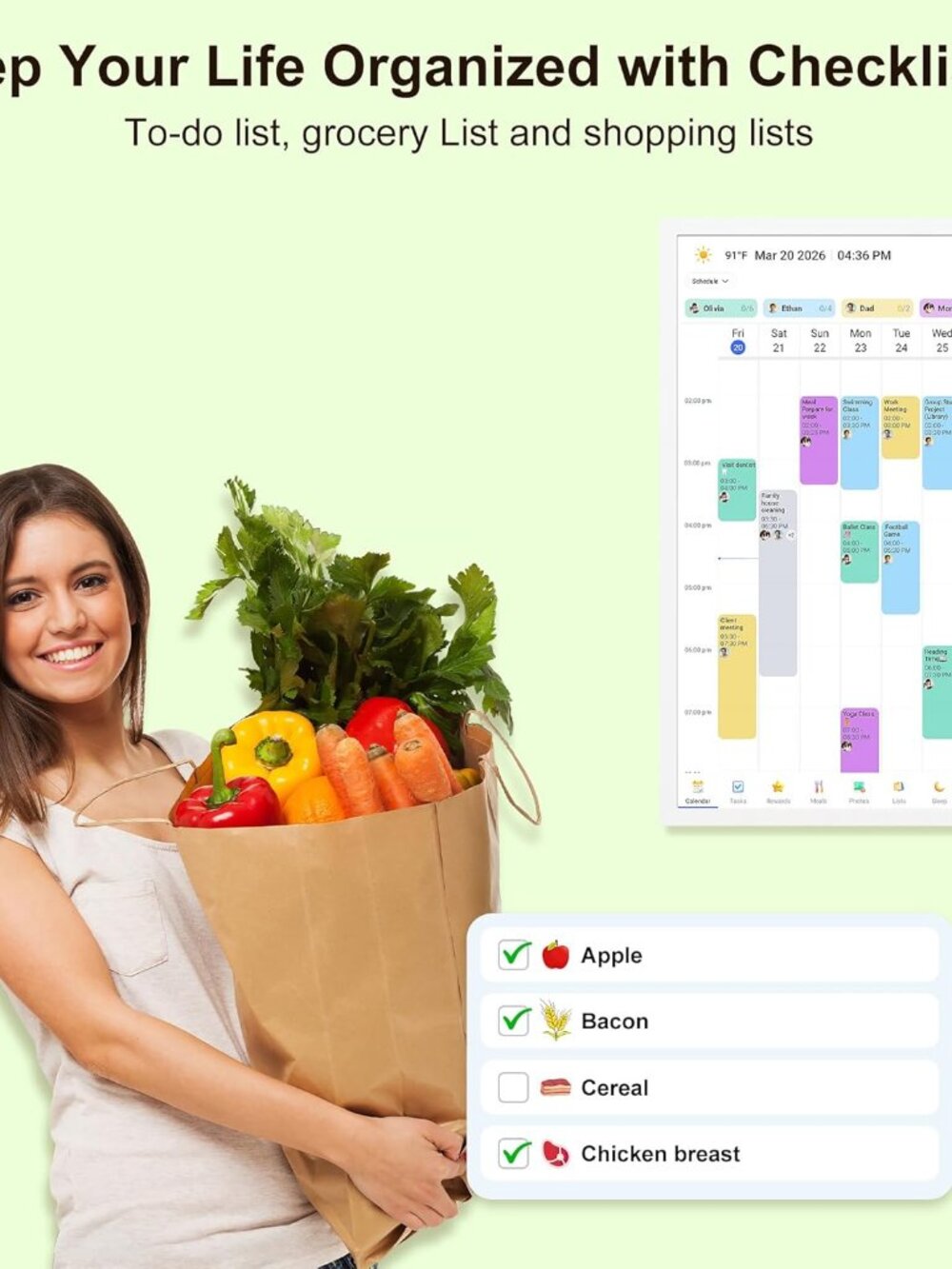 Digital Calendar – 27 Inch Electronic Wall Calendar & Chore Chart, Smart Family - Picture 5 of 9
